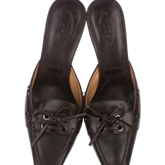 Tods Leather Square Toe Mules - Picture 2 of 5